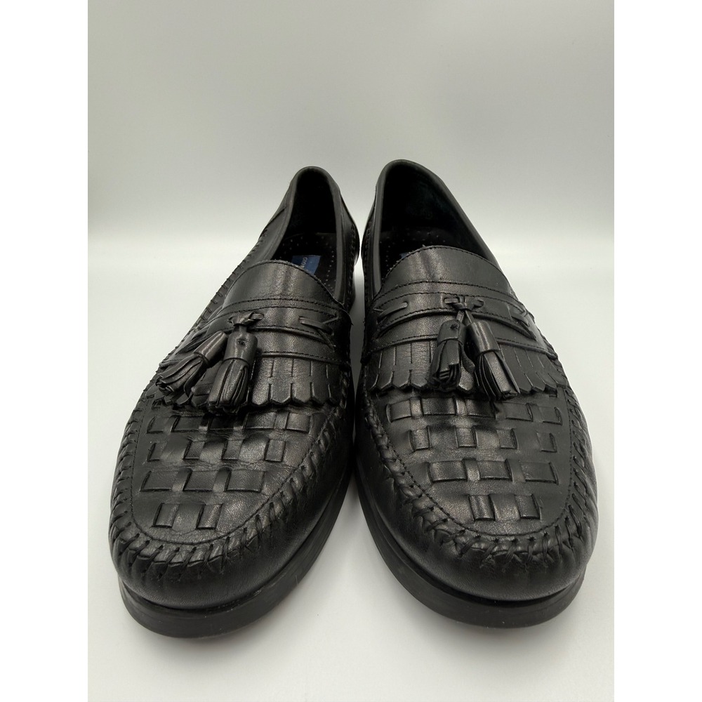 Giorgio Brutini Loafers Womens 9 Black Leather Woven Tassel Kiltie Slip On Shoes